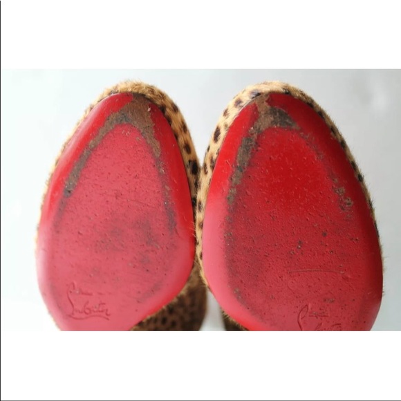 Christian Louboutin Cheetah Pony Hair Wedge / Size 36 / Authentic Heel - Picture 10 of 12